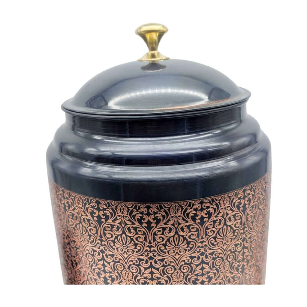 ROYALSTUFFS Copper Water Dispenser With Glass & Stand, For Storage & Serving Water, Volume-8 Liters | Copper Water Tank