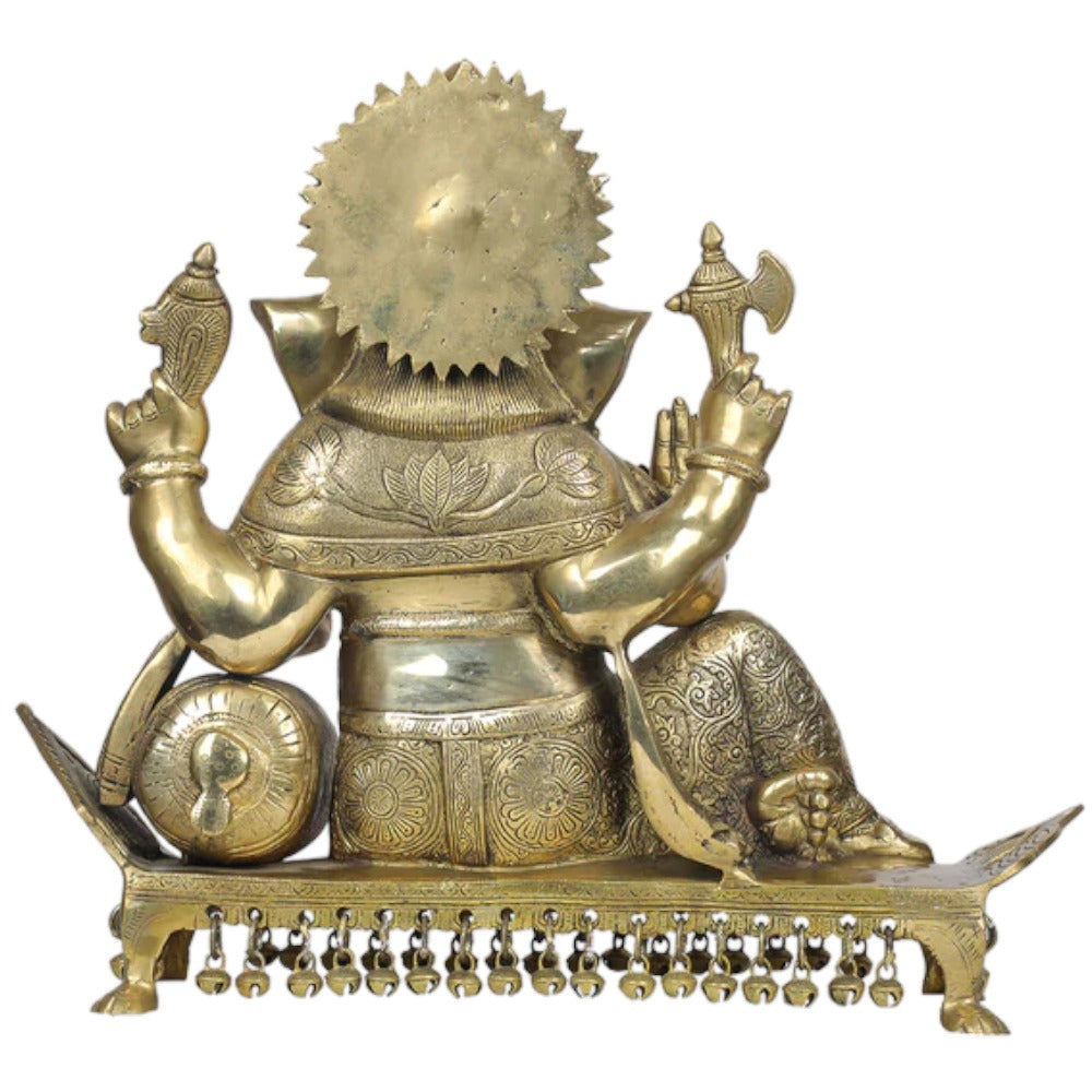 Royal India Brass Lord Ganesha Sitting on Chowki, Height: 15",Weight:14500 Gram