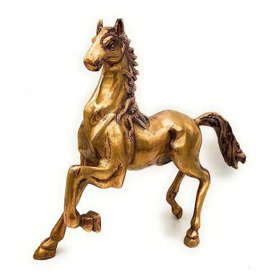ROYALSTUFFS Brass Running Horse Showpiece Statues, Height : 11 inches