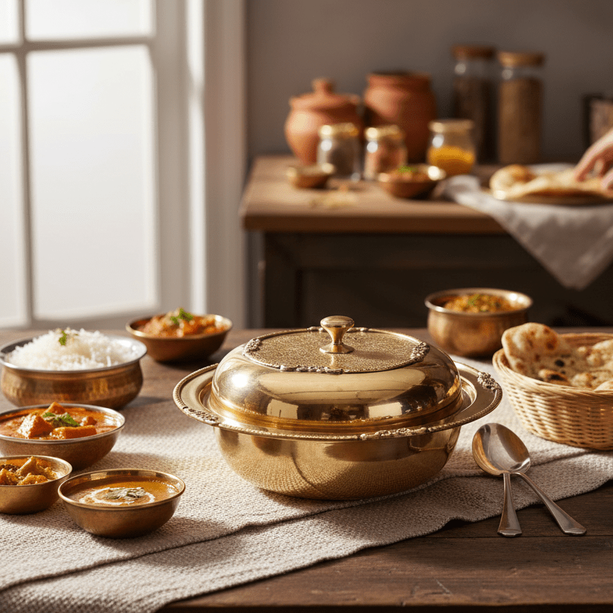 500 ml I Brass Serving Donga Dinnerware | Tableware | Serving Cutlery | Brass Utensils - Royalstuffs.com