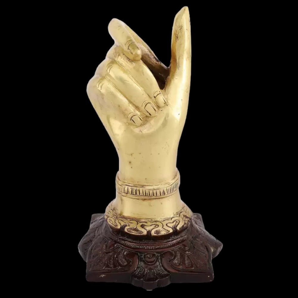 Brass Hand Shape Decorative Showpiece With Pen Holder - 16 cm  (Brass, Gold)