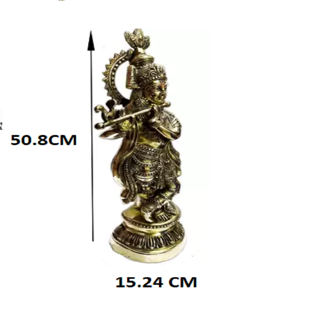 Brass Black antique Krishna Decorative Showpiece - 51 cm  (Brass, Black)