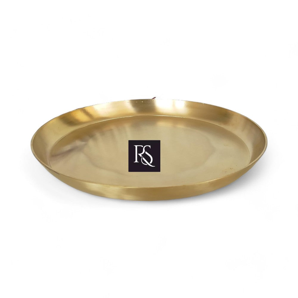 12 Inch Handcrafted Brass Plate/Thali, Matte Finish