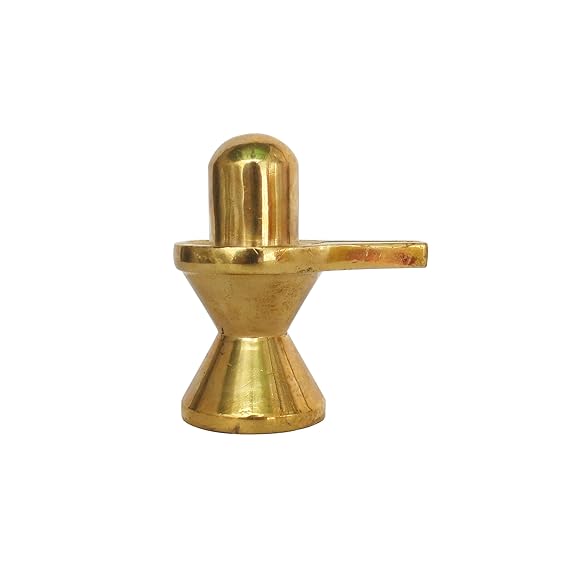 ROYALSTUFFS Handmade Brass Statue Small Shivling Idol Sculpture Murti Ideal for Home, Mandir and Temple Religious Gifts Showpiece Statue - Golden (530 Gram)