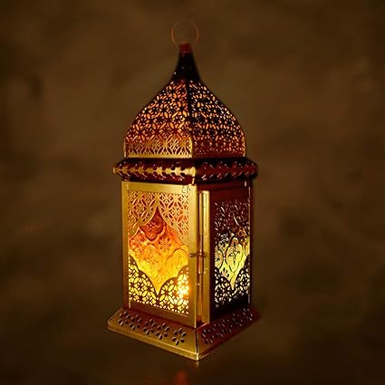 ROYALSTUFFS Metal Hanging Lantern Tealight Candle Holder (12.5 Inch)