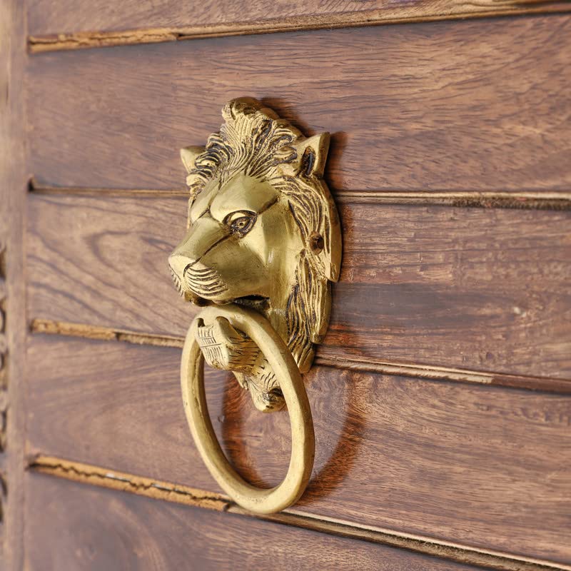  Gold Finish Lion Door Knocker Brass Narsimha