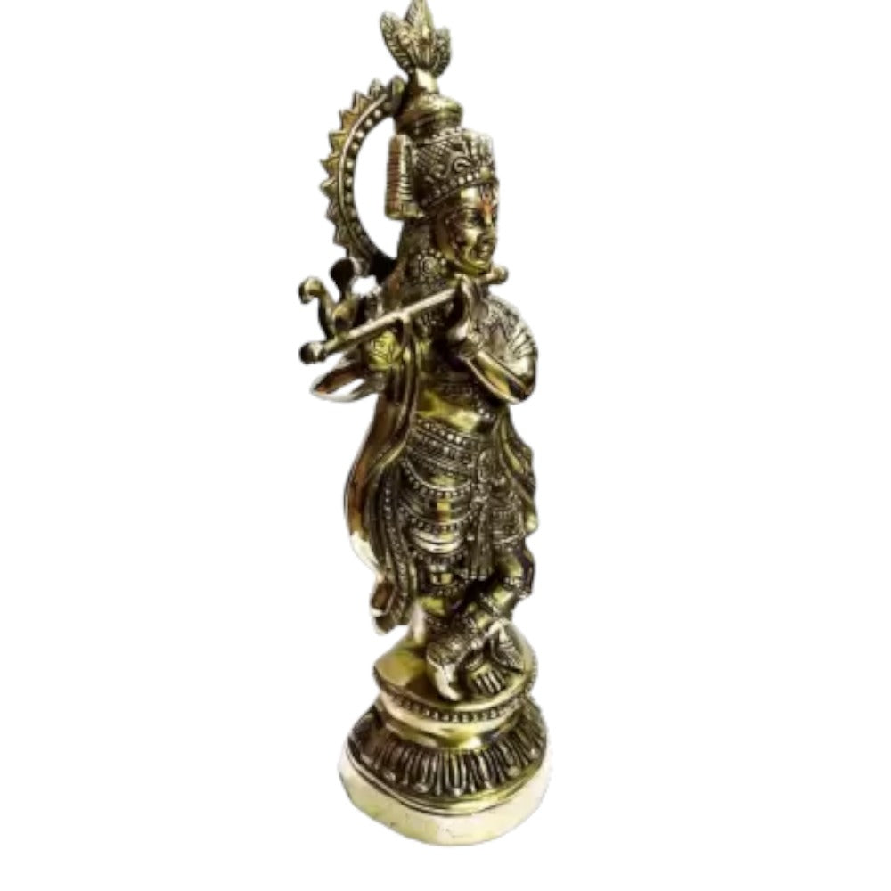 Brass Black antique Krishna Decorative Showpiece - 51 cm  (Brass, Black)