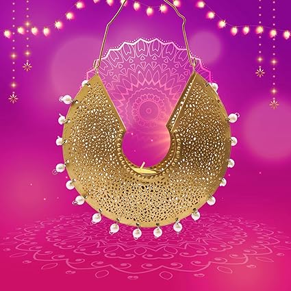 ROYALSTUFFS Chand Bali Candle Holder – 8×8x10 inches (Pearl Beaded)