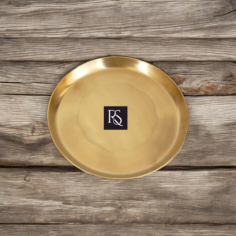 12 Inch Handcrafted Brass Plate/Thali, Matte Finish