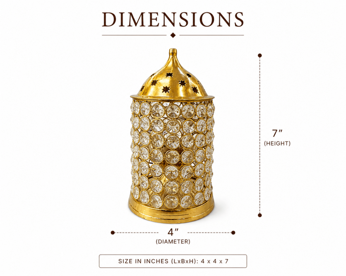 8-Inch Brass Akhand Jyoti Crystal Diya - Royalstuffs.com