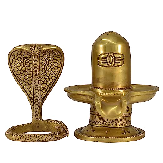 vrindavan Brass Fine Carved Shivalingam with Naag Dev