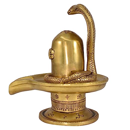 vrindavan Brass Fine Carved Shivalingam with Naag Dev