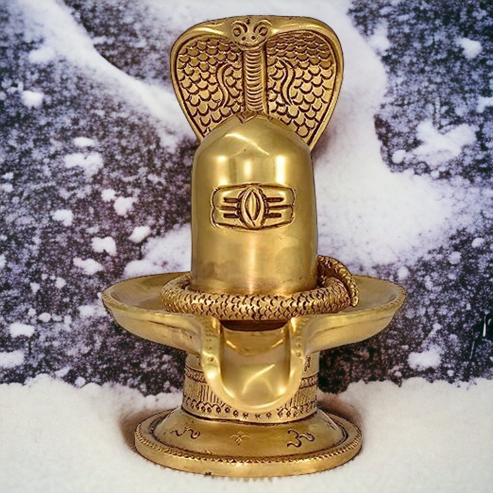 vrindavan Brass Fine Carved Shivalingam with Naag Dev