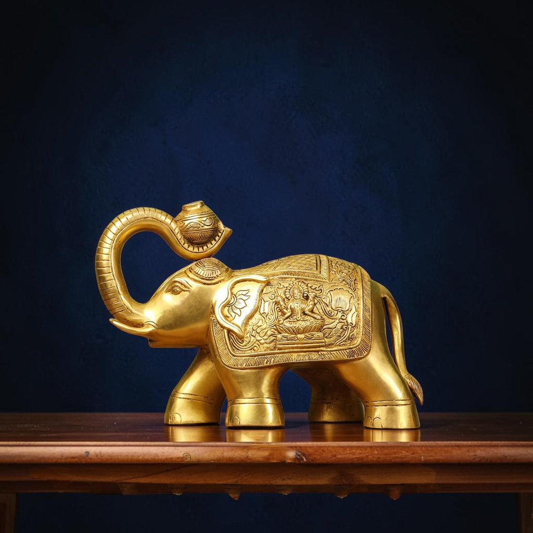 Handcrafted Brass Royal Elephant Statue (8.5 Inch) | RoyalStuffs