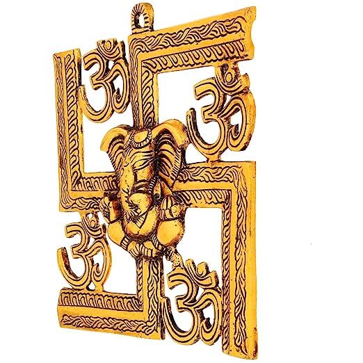 9 Inch Om Swastik Ganesha Wall Hanging swastik Symbol for Home Door - Royalstuffs.com