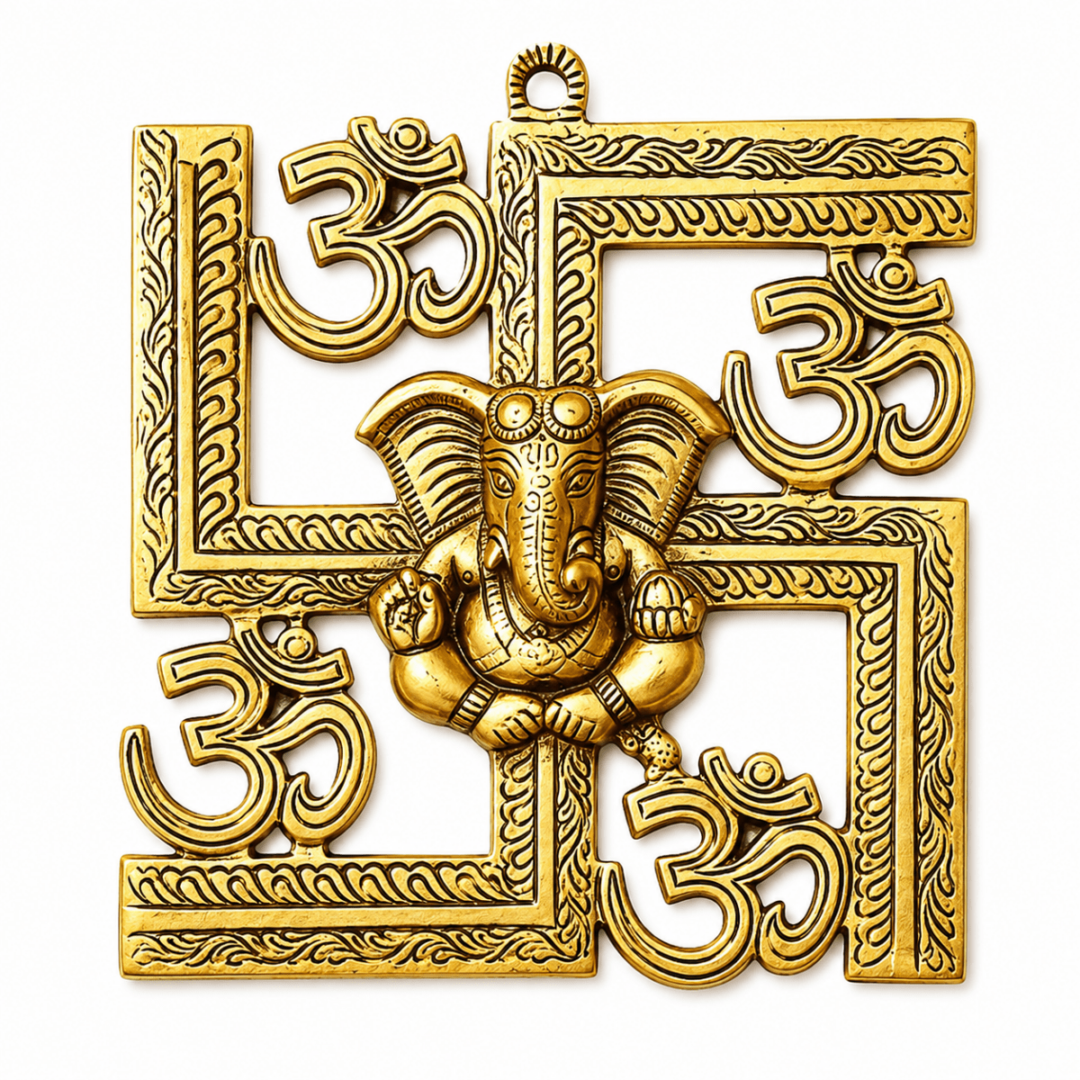 9 Inch Om Swastik Ganesha Wall Hanging swastik Symbol for Home Door - Royalstuffs.com