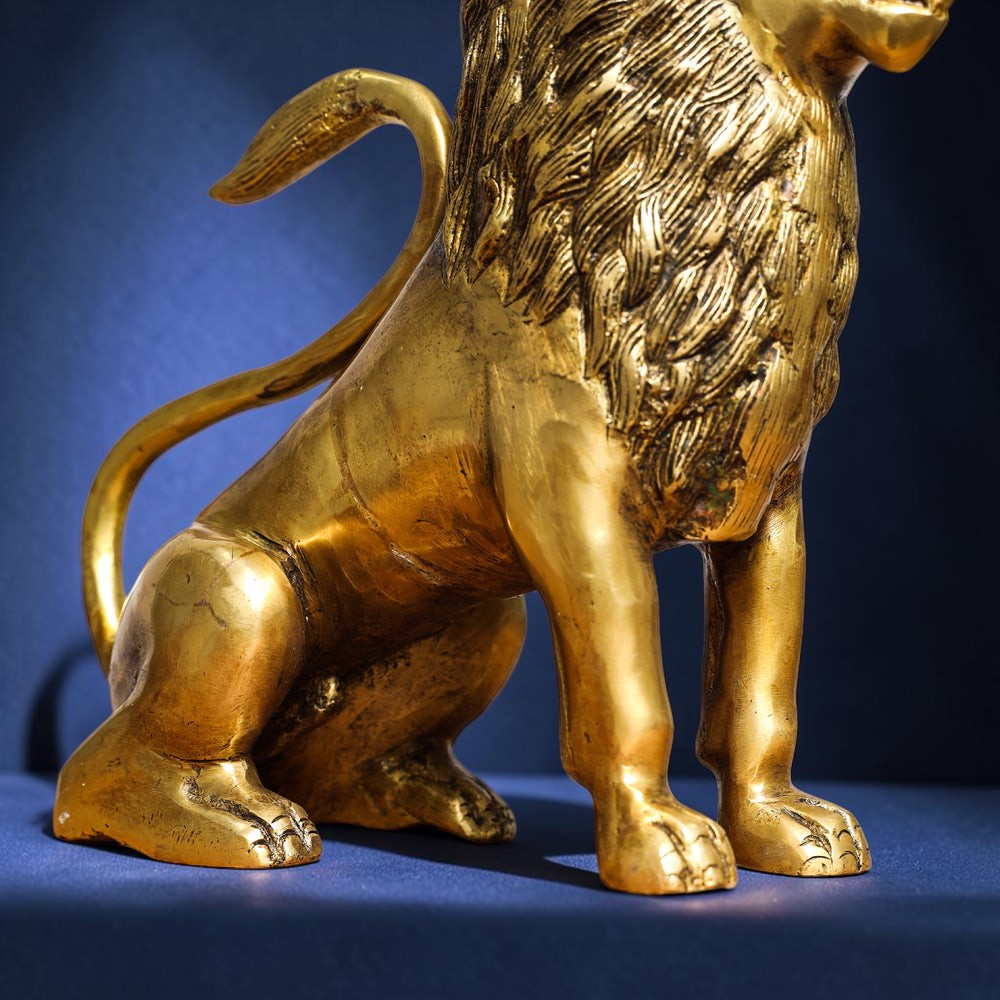 Handcrafted Brass Lion Statue (10.5 Inch) | RoyalStuffs