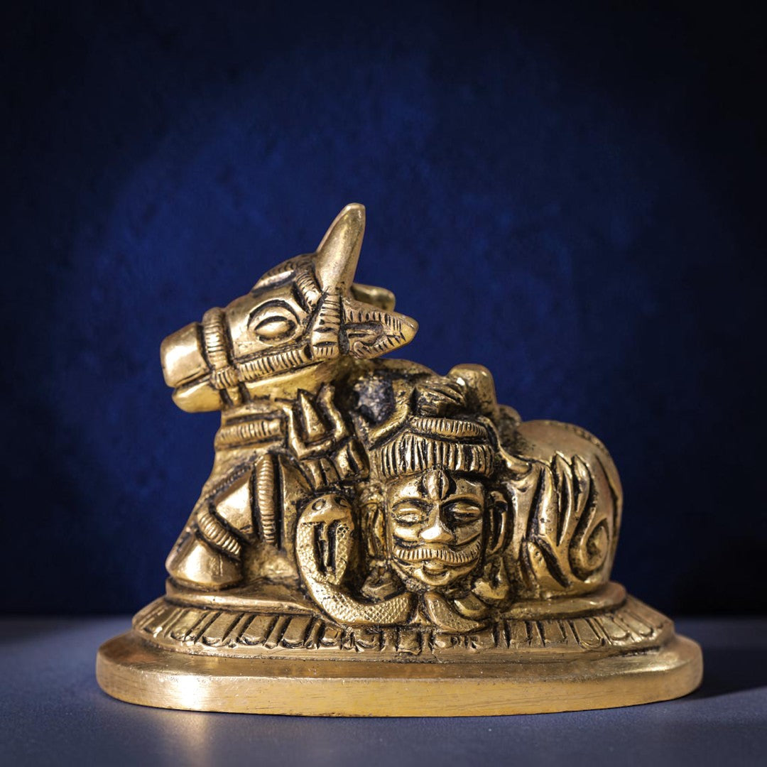 Handcrafted Brass Sitting Nandi Idol (2.5 Inch) | RoyalStuffs