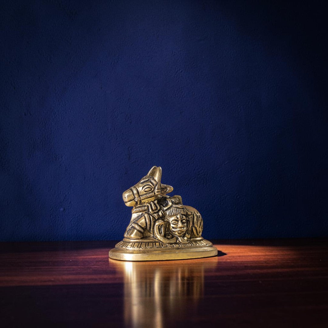 Handcrafted Brass Sitting Nandi Idol (2.5 Inch) | RoyalStuffs