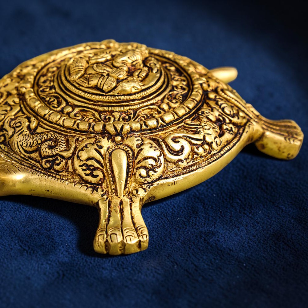 Handcrafted Brass Ganesha Tortoise Vastu Décor (2 Inch) | RoyalStuffs