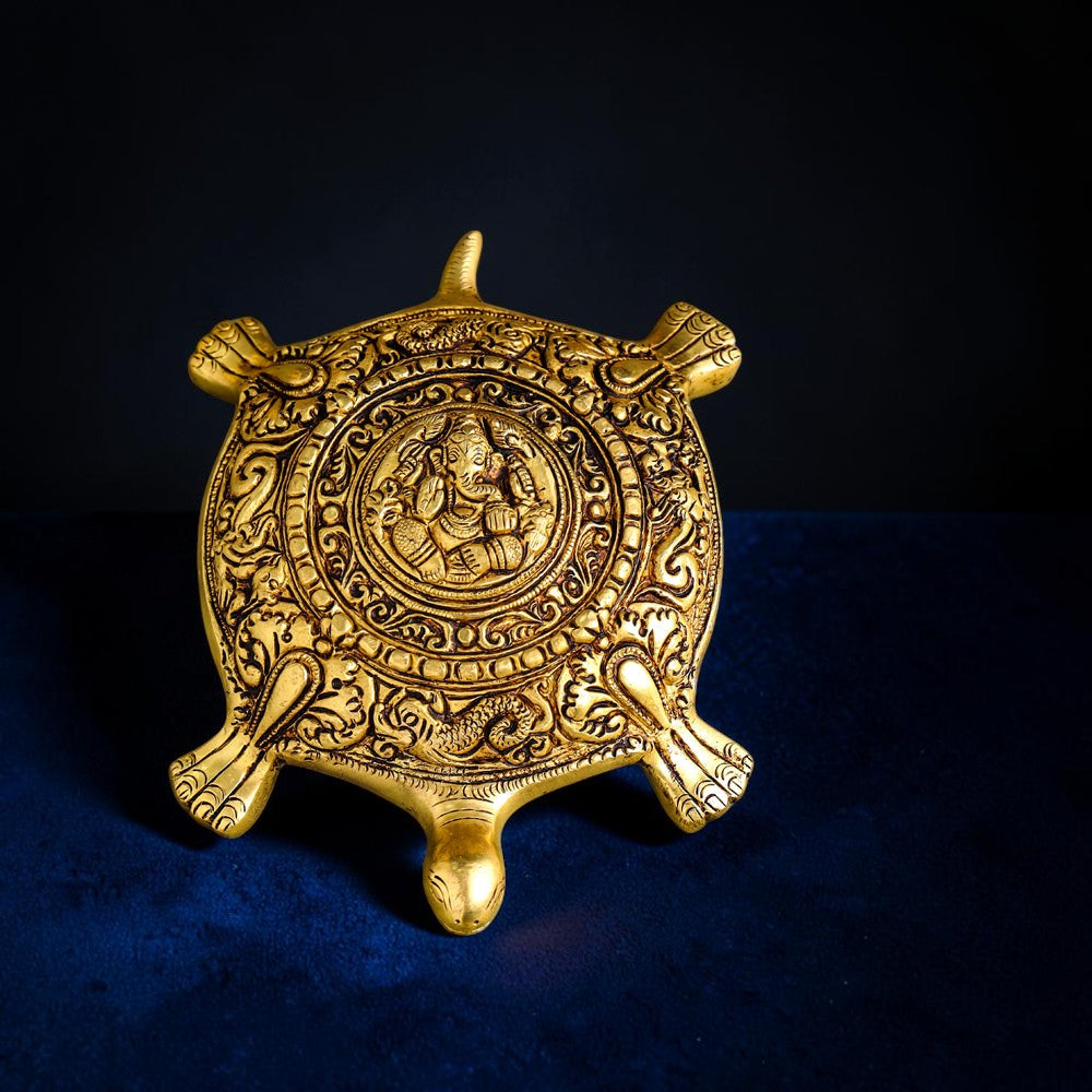 Handcrafted Brass Ganesha Tortoise Vastu Décor (2 Inch) | RoyalStuffs
