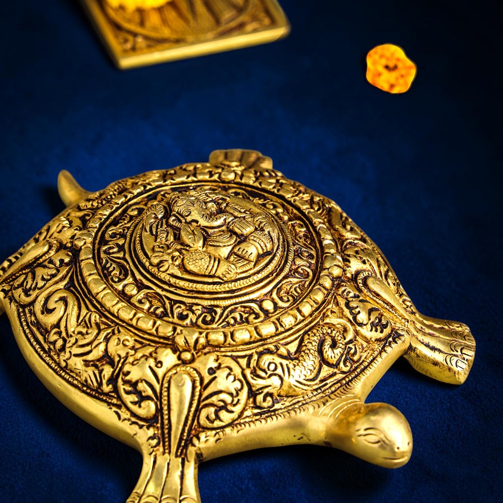 Handcrafted Brass Ganesha Tortoise Vastu Décor (2 Inch) | RoyalStuffs