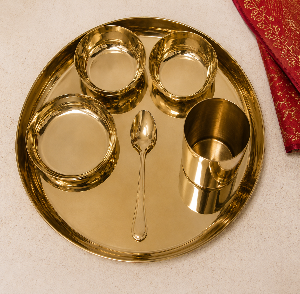 12-Inch Pure Kansa Thali Set - Shine