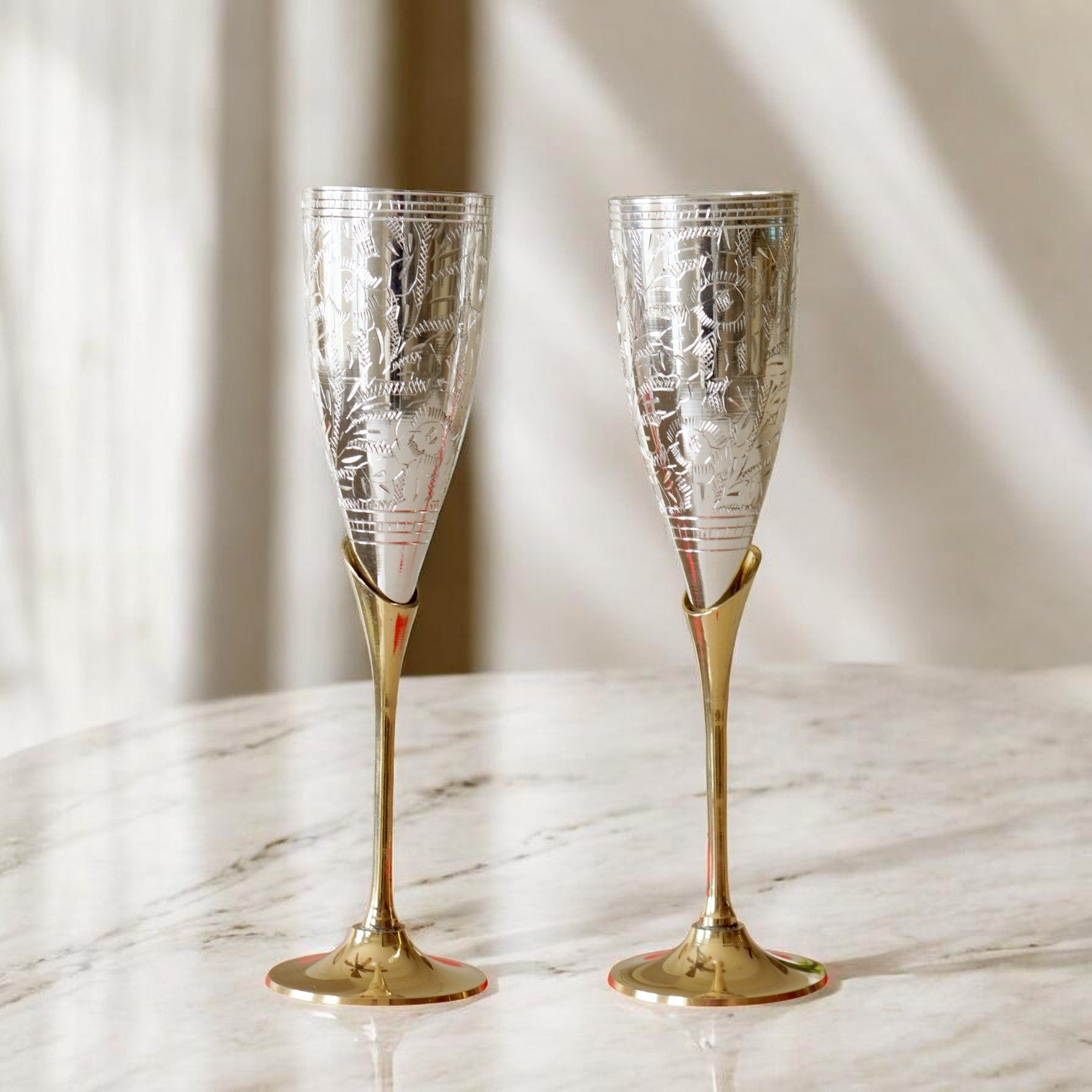 Set of 2 Royal Brass Wine Glasses – Handcrafted Luxury Drinkware