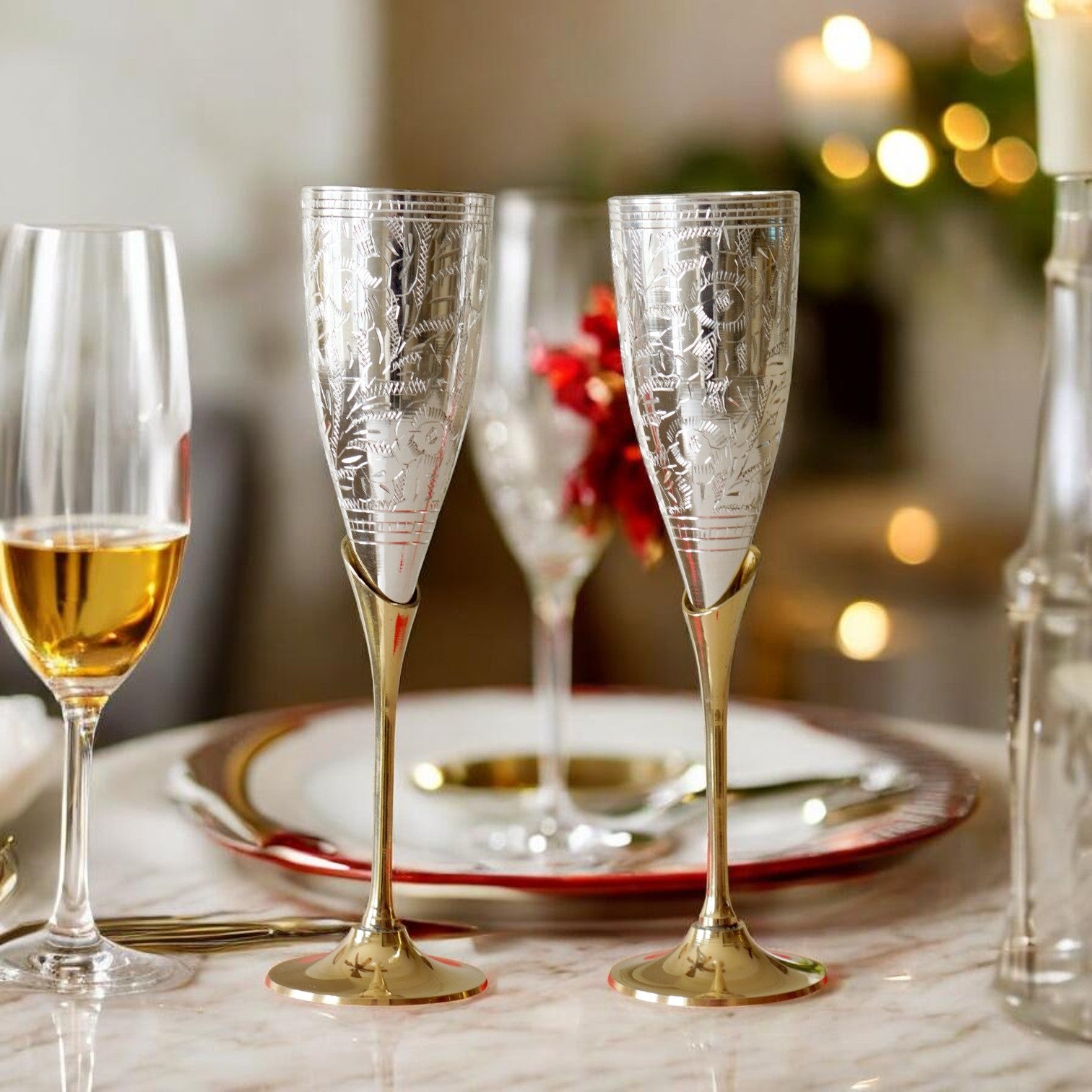 Set of 2 Royal Brass Wine Glasses – Handcrafted Luxury Drinkware