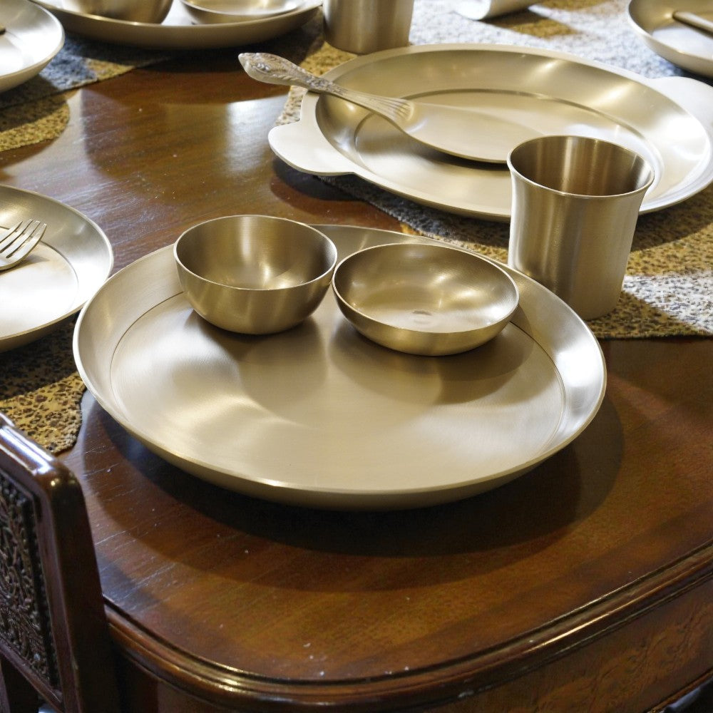 51 Piece Pure Kansa Dinner Set – Premium Bronze Dining Collection