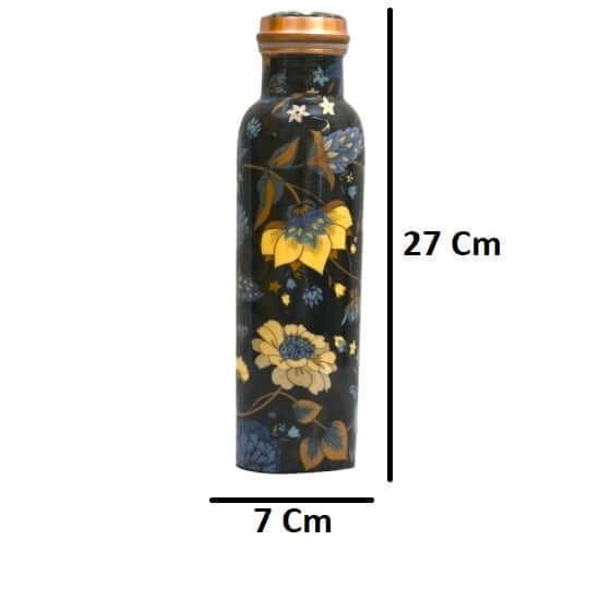 2 Printed Copper Meena Bottle (1000ml) with 2 Meena Glass 300 ml Each
