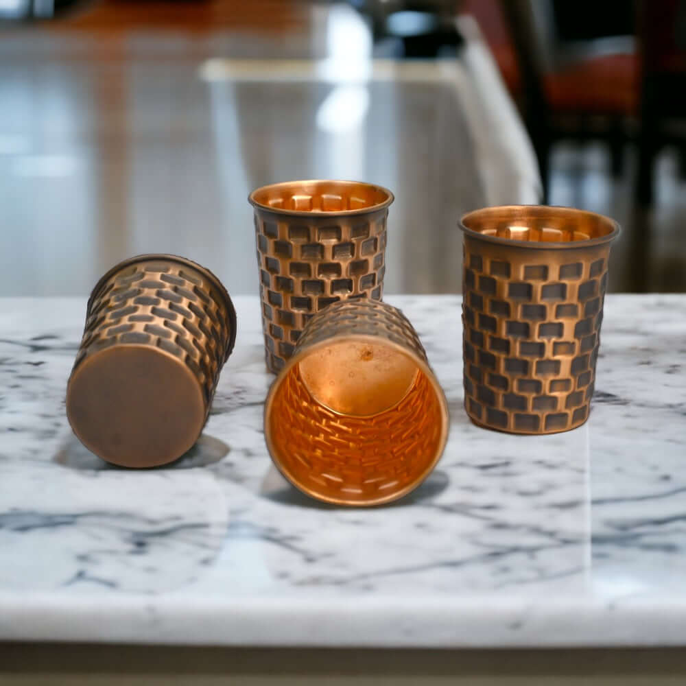 300 ml Hammered Copper Glasses Heavy and Durable for Daily Use with Health Benefits