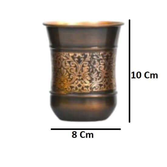 Copper Glass Kashmiri Design Set Of 4