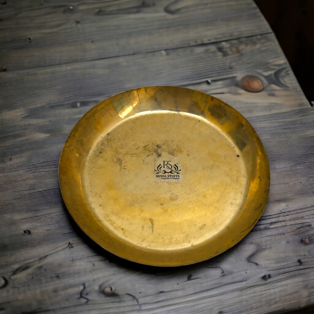 11.5 Inch Handmade Pure Bronze Kansa Rustic Vintage Thali for Dining, Serving & Gifting