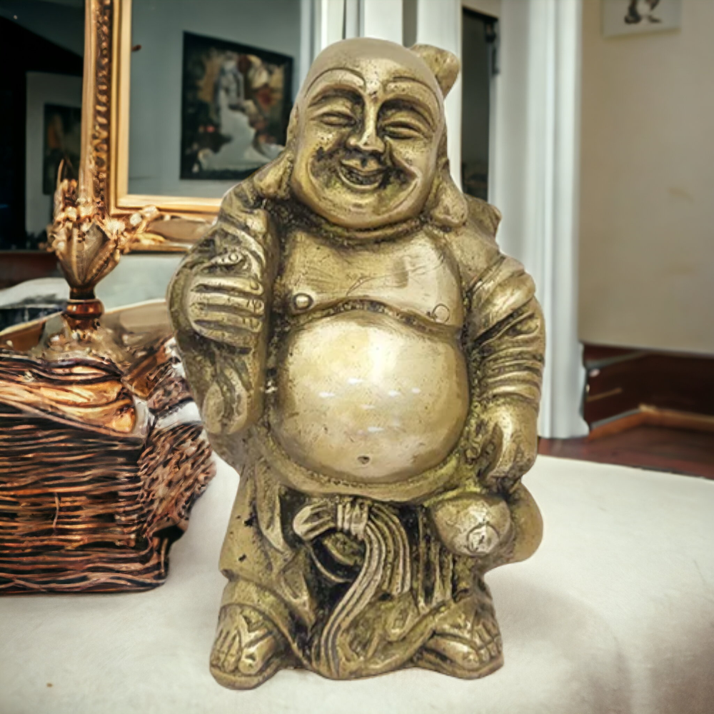 ROYALSTUFFS 1370 Gram Brass Statue and Sculpture Laughing Buddha for Good Luck and Prosperity