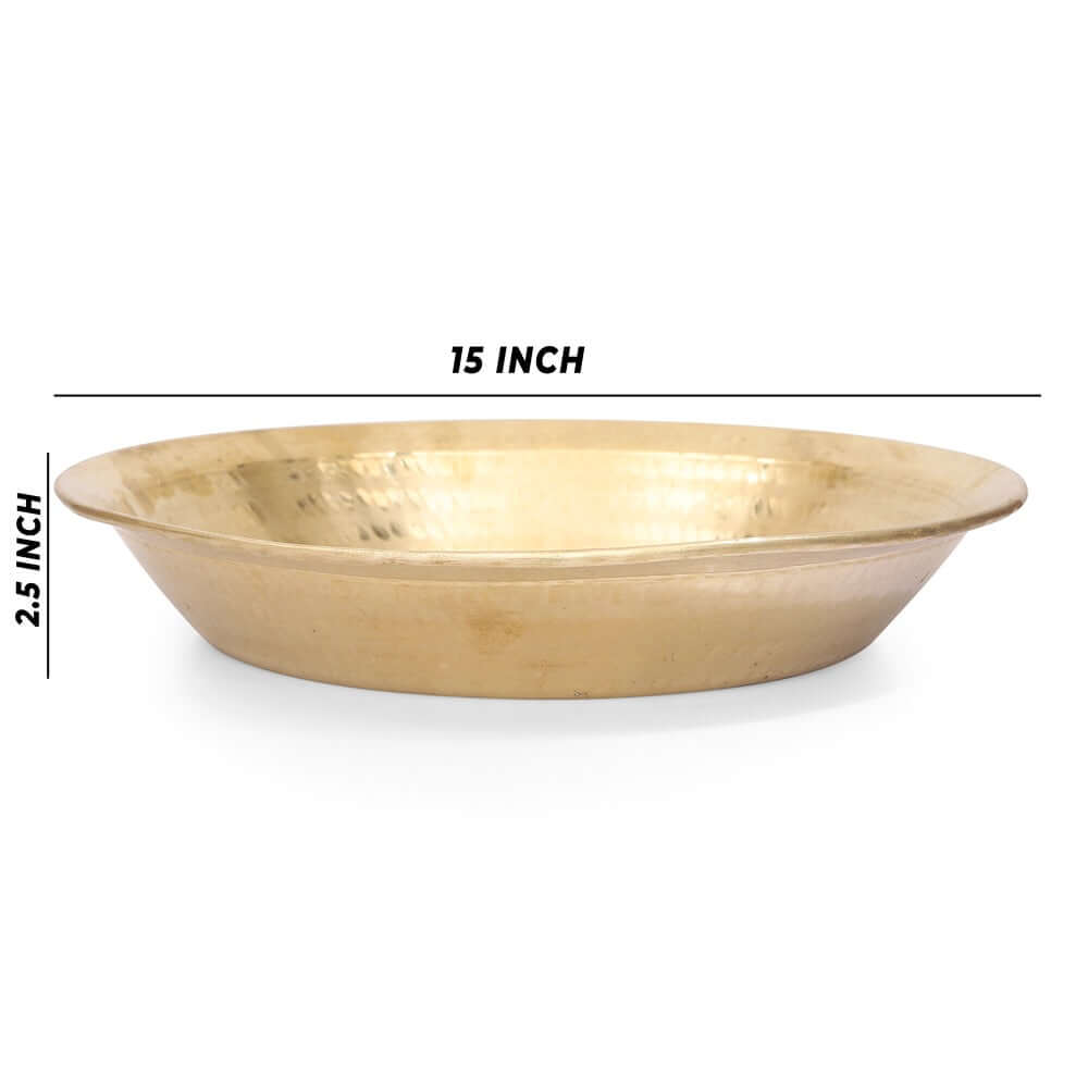 15 Inch Handmade Brass Pital Paraat Platter