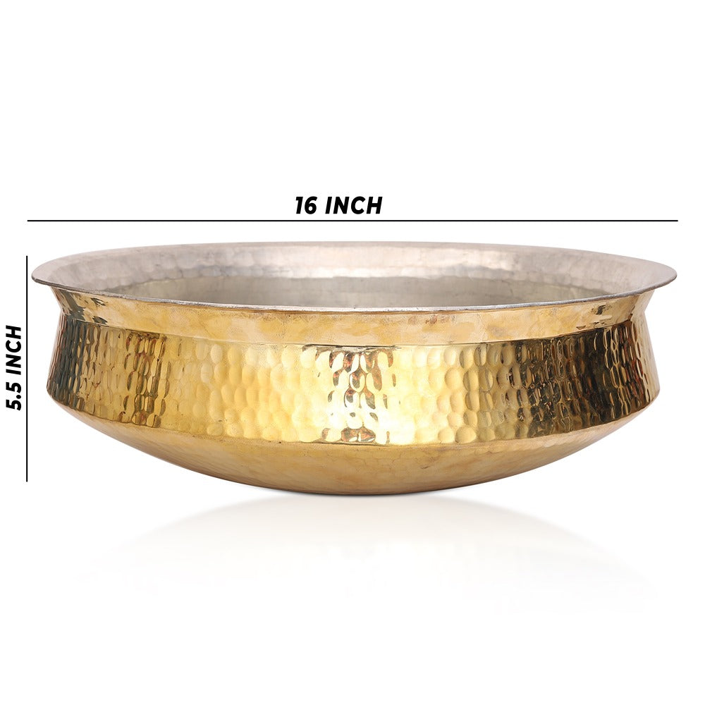 Pure Brass Hammered Urli Decorative Bowl 16 inches