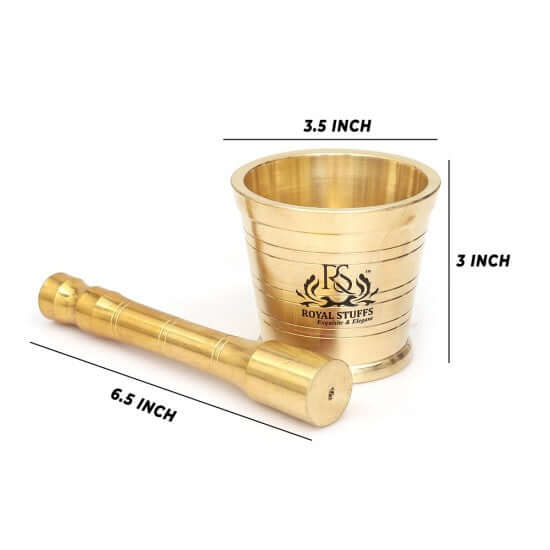 1250 ML Brass Pital Heavy Weight Serving Kadhai Cookware with Brass Mortar