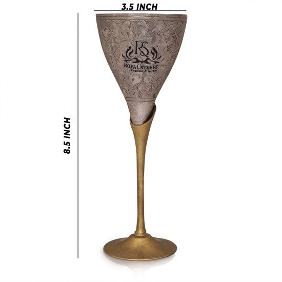 Set of 4 Handmade Royal Brass Wine Glass | Champagne Cocktail Glass for Home, Clubs, Restaurants (Brass)