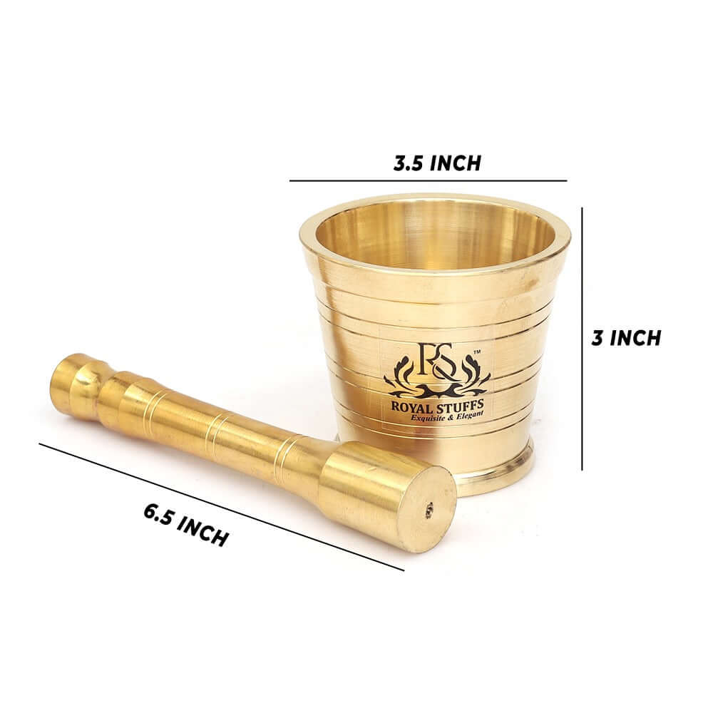 Brass Mortar Pestle Hand Smasher Kitchen Khalbatta Okhli Masher