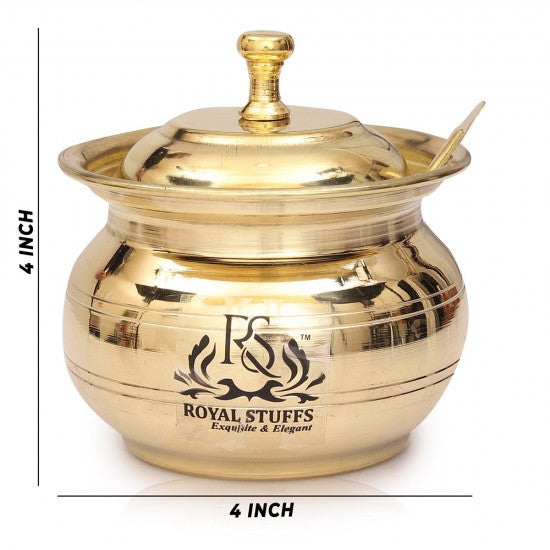 Brass Pital Heavy Weight Serving Kadhai Cookware with Brass Ghee Pot with Spoon (1250 ML)