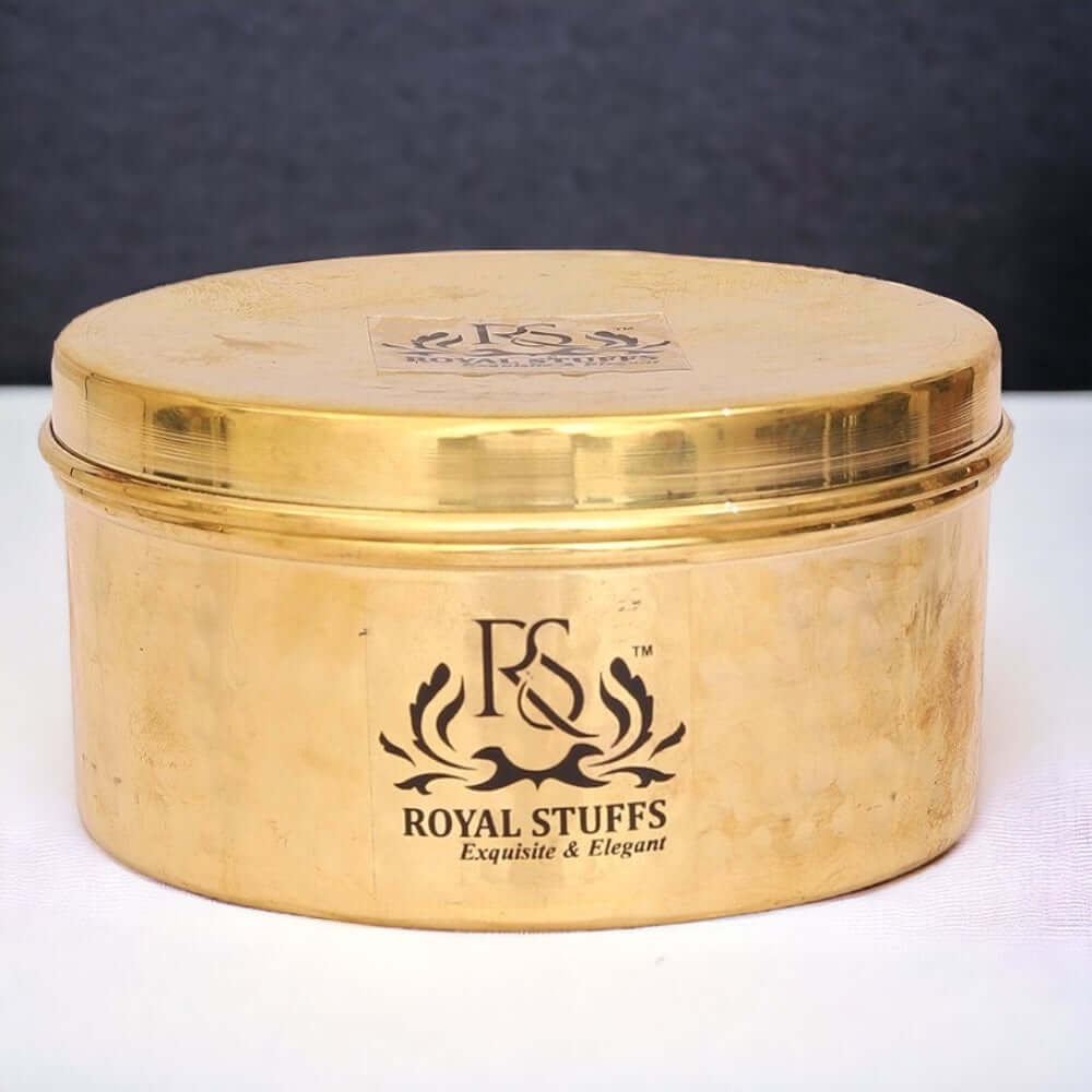 800 ml Pure Brass Box | Dry Fruit Box |  Dibba | Katordaan, Round Shape
