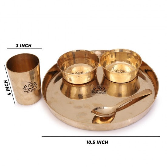 4 Pure Bronze thali Set, 5 Items (10.5 Inch)