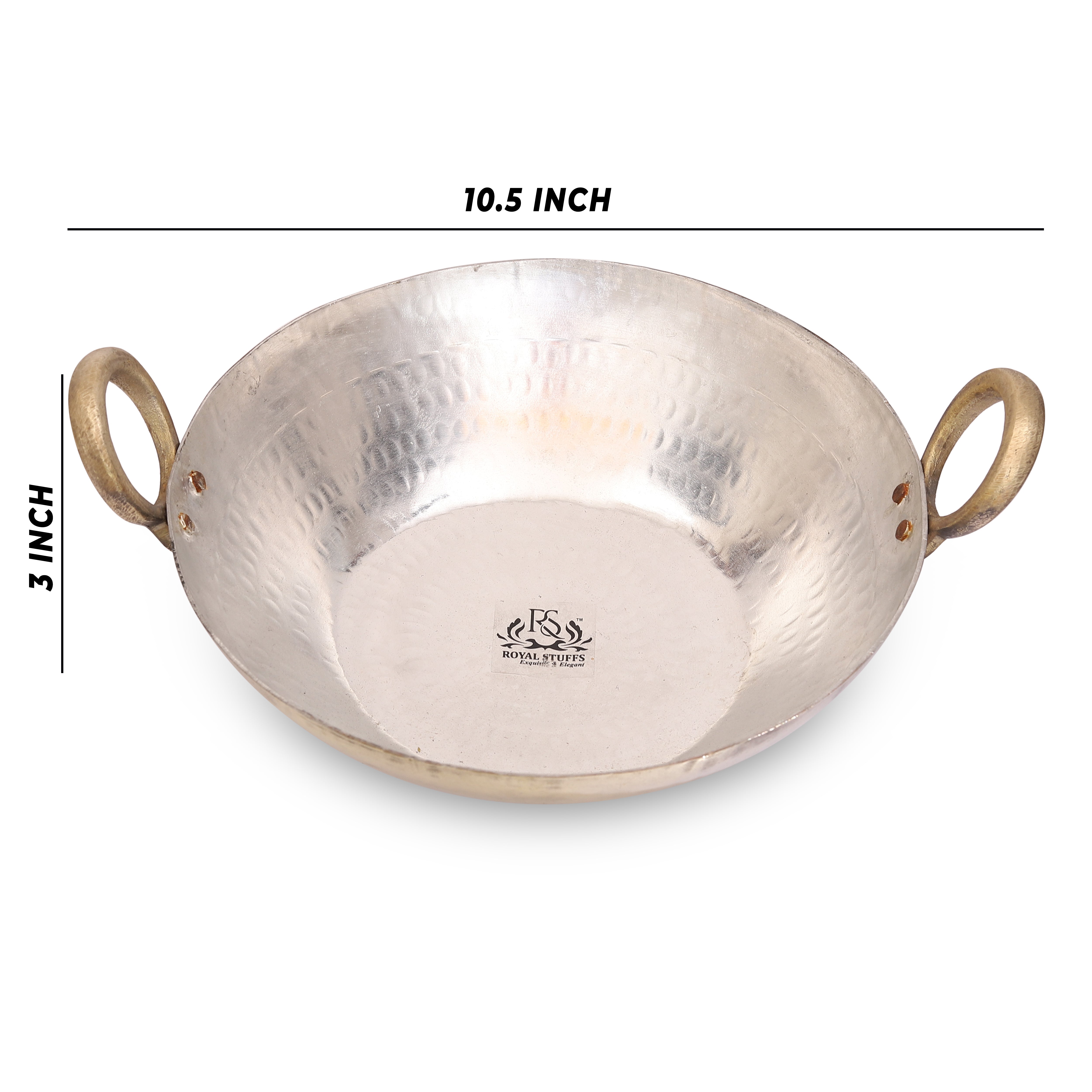 1250 ML Brass Pital Heavy Weight Serving Kadhai Cookware with Brass Mortar