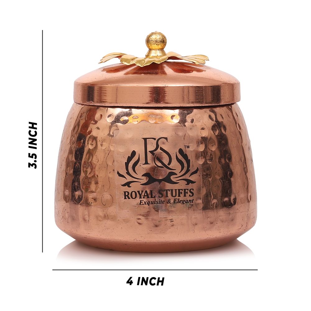 Handmade Container With Lid Copper Coating Brass Finish 