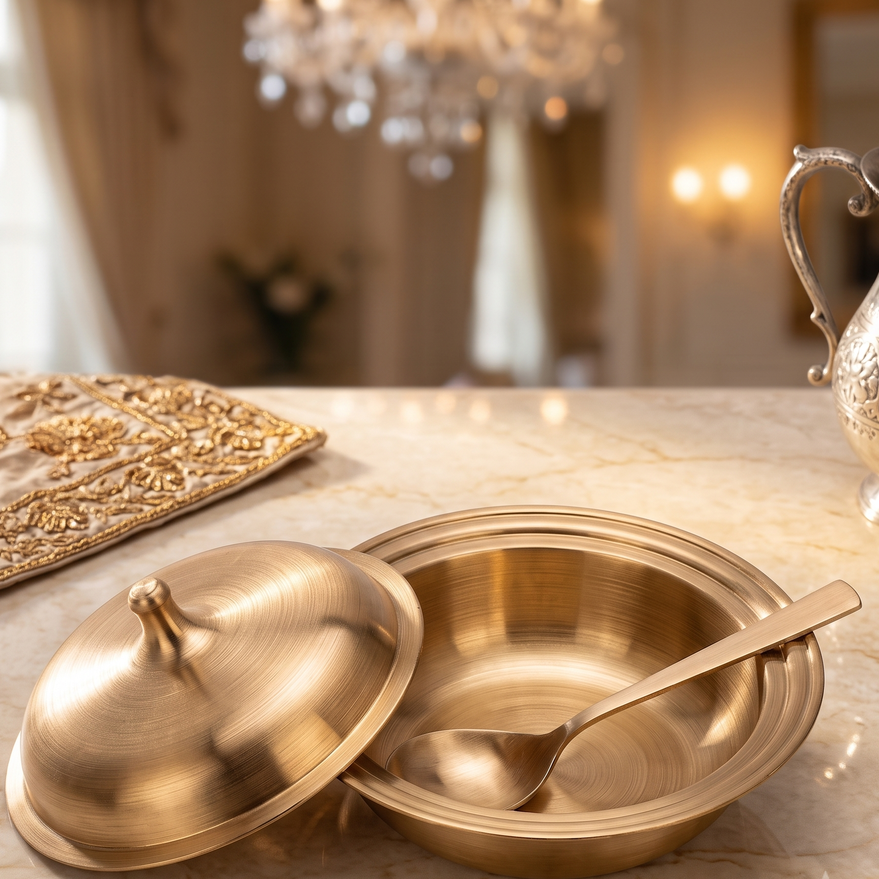 ROYALSTUFFS Pure Kansa Bronze Casserole Donga with Lid | Handmade Traditional Serving Bowl for Dining & Ayurveda Benefits