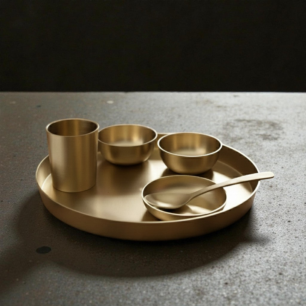 Matt 10.5 Inch Bronze Pure Thaali Set , 5 Items