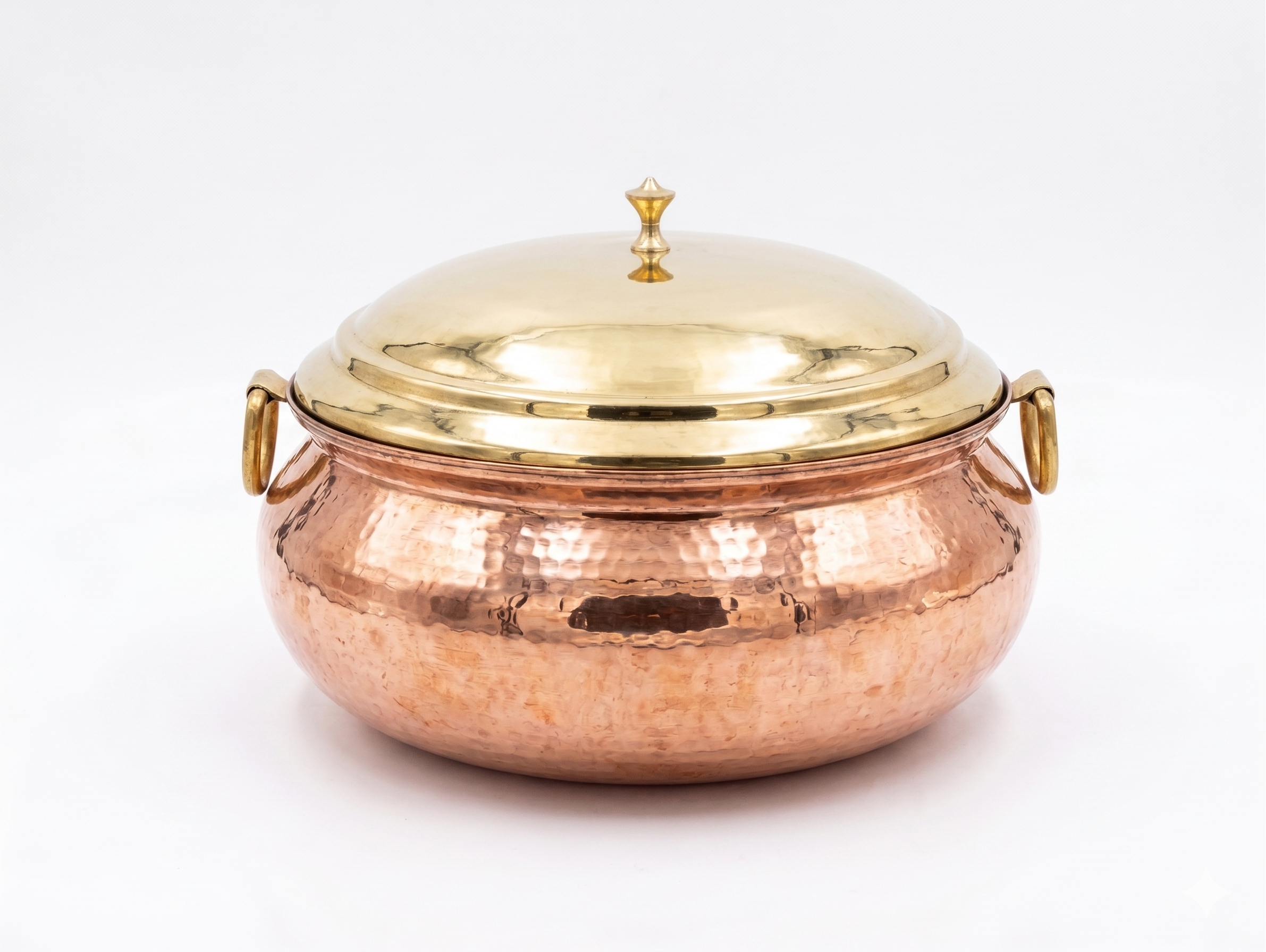 Handmade Pure Copper Handi with Brass Lid | Traditional Heavy Gauge Copper Cooking & Serving Pot | 10 Ltr & 14 Ltr