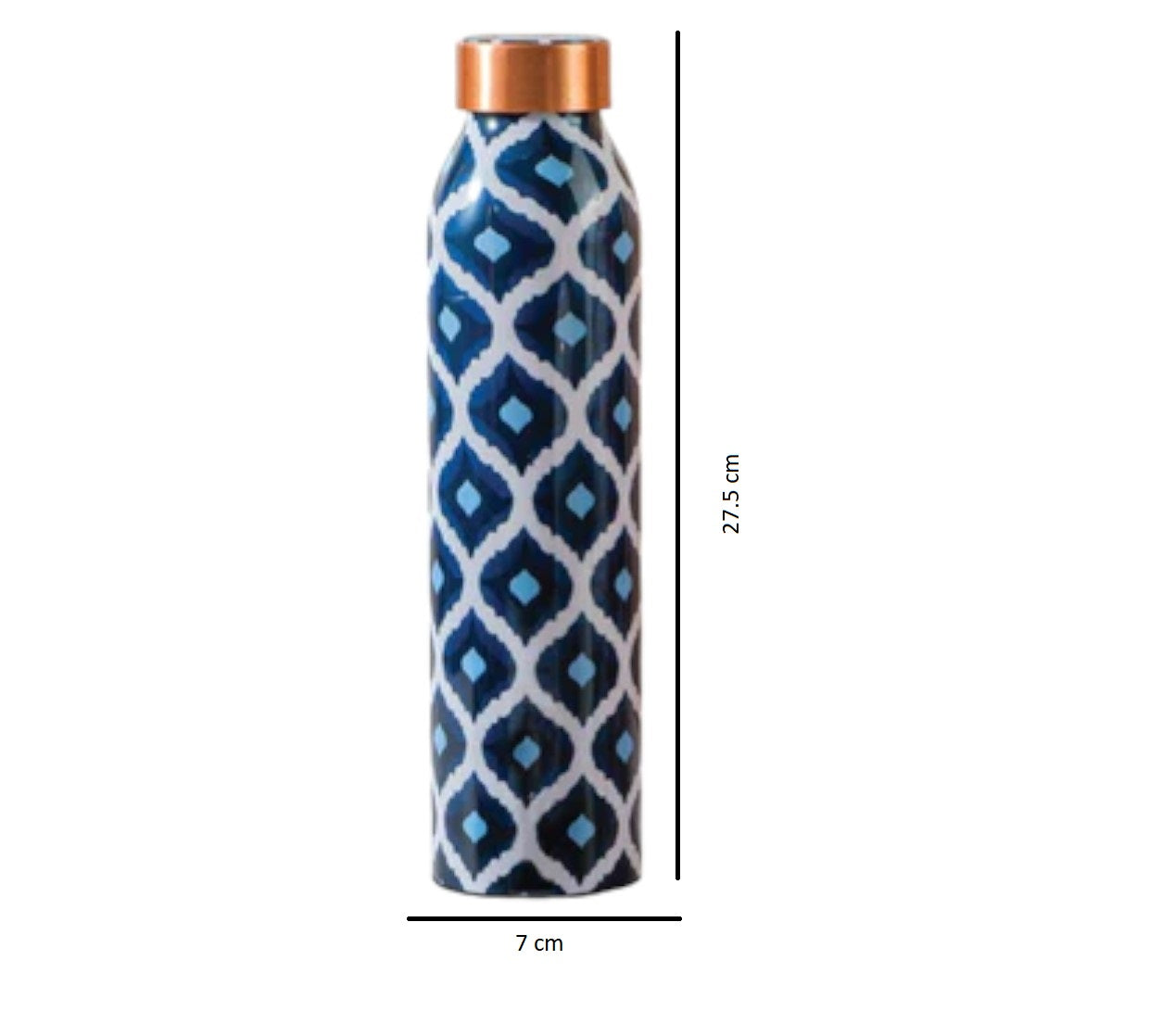 ROYALSTUFFS Pack Of 2 Multi Blue Printed Water Copper Bottle - 1000 ml Extra Large | 100% Leak Proof | Office Bottle | Gym Bottle | Yoga Bottle | Home | Kitchen | Bottle