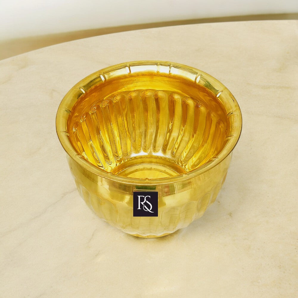 BRASS DECORATIVE ROUND SHAPE  FLOWER POT - 6 INCH